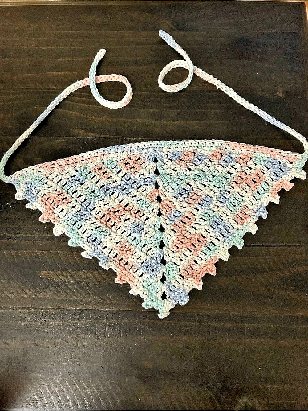 Crochet bandana in Pink & Blue Like New